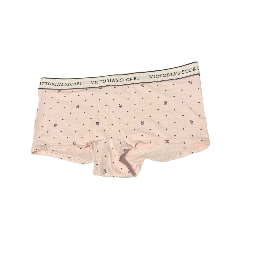 NWOT Victoria's Secret Shortie Panties L Cotton Blend Pink with VS Logo‎ Dots